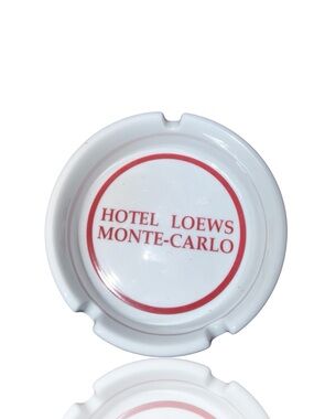 Vintage Hotel Loews Monte-Carlo Monaco Porcelain Ashtray White Glazed